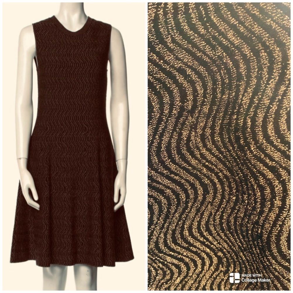 Derek Lam Fit-n-Flare Sleeveless Textured Knee-Length Dress Stretch Sz L